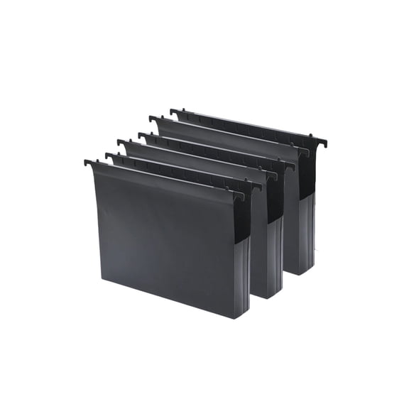 Black Plastic Hanging File Folders Letter Size Expandable Filing Cabinet Organizer 3 Pack
