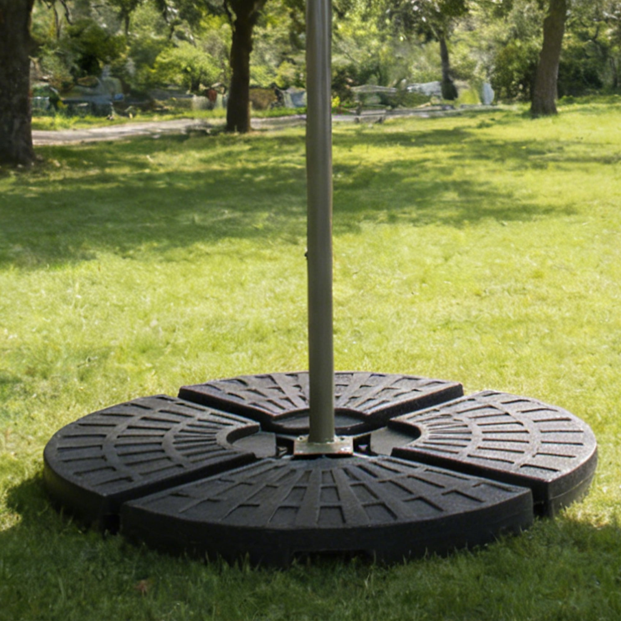 Black Plastic Heavy-Duty Fan-Style Cantilever Umbrella Base - 38.2 in x 38.2 in Refillable with Water or Sand for Backyard La