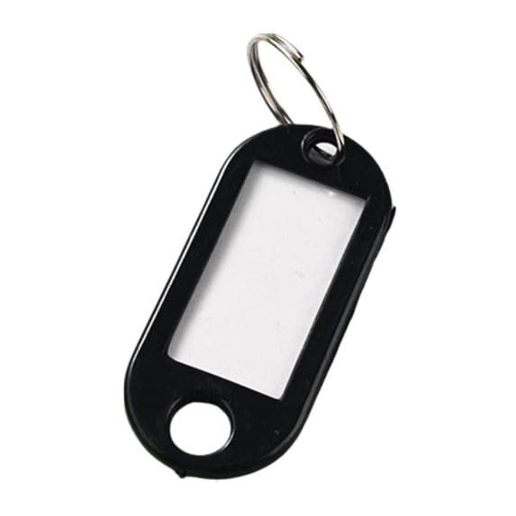 Black Plastic Key Tag Label, 2 x 4.7 cm ID Keychain Tag for Luggage, Rooms, and Storage