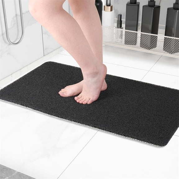 Black Plastic Loofah Bathtub Pads,Shower Anti Slip Mat,Soft Multi-functional Shower Mat,24 x 16 Inch Quick Drying Foot Scrubber Mat,for Bathroom Home Kitchen Hotel Wet Areas By Scheam