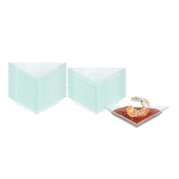 Mini Serve Black Plastic Mini Triangolo Appetizer Plate - 4" x 2" - 100 count box