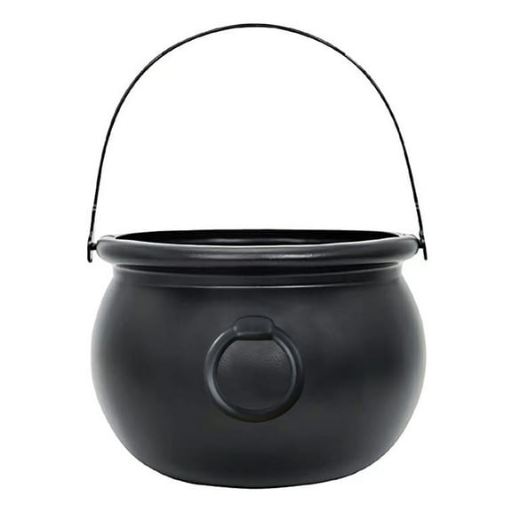 Black Plastic Mini Witch Cauldron Bucket, Multi-Scene Holiday Candy Storage Bowl, Halloween Easter St Patrick Party Decor Container, 5.5" Small Cauldron for Trick-Or-Treat Candy, Party Props,Black