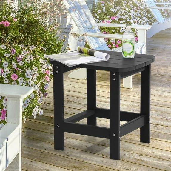 Black Plastic Outdoor Side Table, Patio Adirondack Square End Table, Weather Resistant