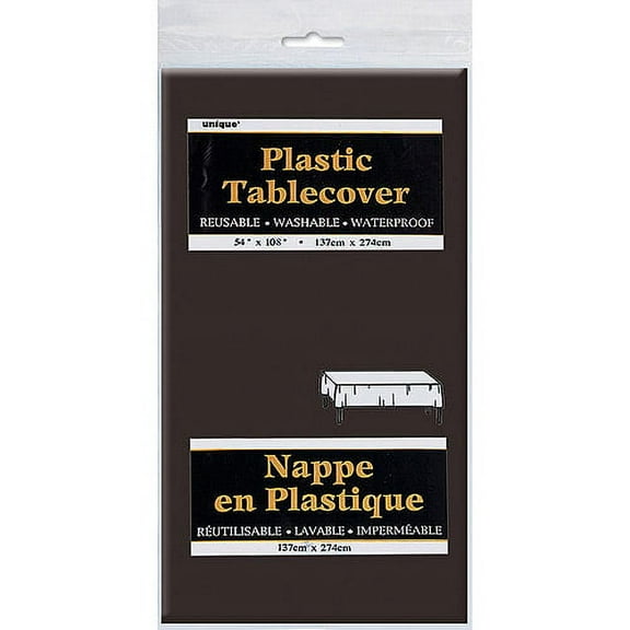 Black Plastic Party Tablecloth, 108 x 54in, 1 count
