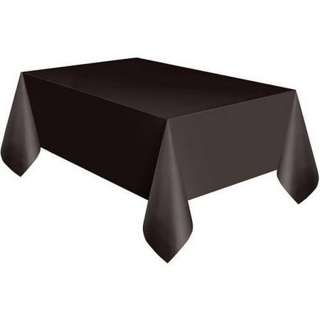 Black Plastic Party Tablecloth, 108 x 54in, 1 count