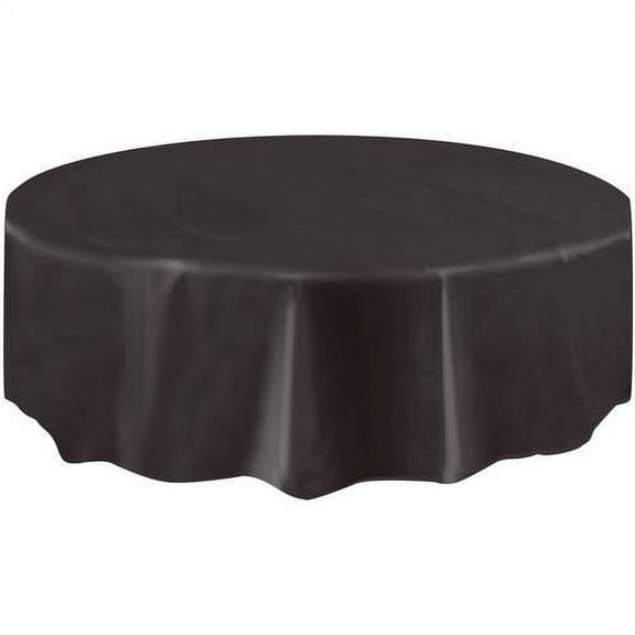 Black Plastic Party Tablecloth, Round, 84in (Pack of 14)