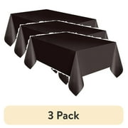 (3 pack) Black Plastic Party Tablecloths, 108 x 54in, 3ct, Way To Celebrate!