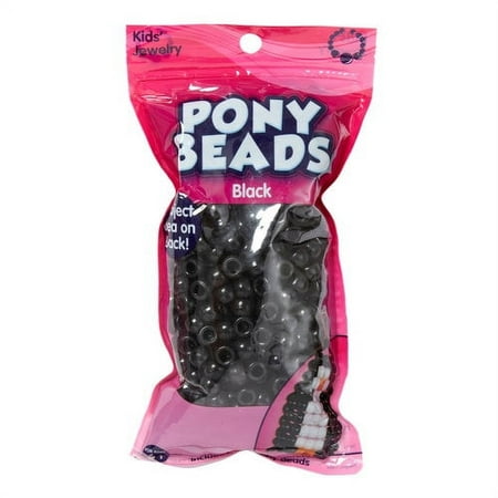 Black Plastic Pony Beads