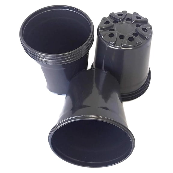 Black Plastic Pots 6.5 Inch - 24 Pack Trade Gallon Nursery Pots, 2.5 Quart Plant Pots for Transplants, Seedlings, Perennials & Tomatoes