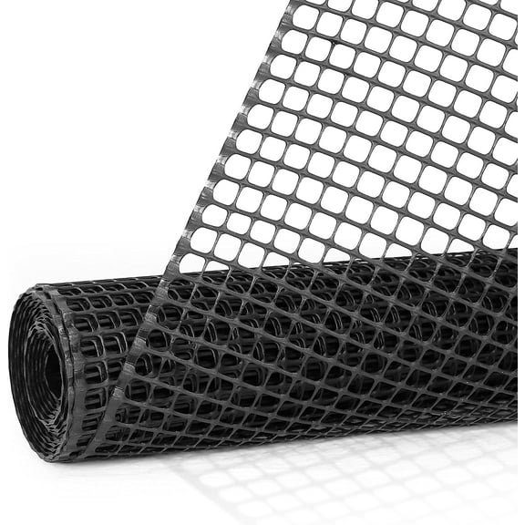 Black Plastic Poultry Netting Animal  Garden Fence Recyclable Plastic Barrier Environmental Protection Mesh 0.5" x 0.5" (3 ft. x 15 ft.)