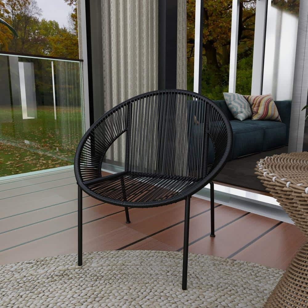 Black Plastic Rattan Outdoor Chair