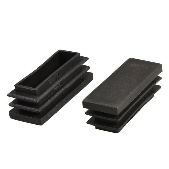 Black Plastic Rectangle Tube Inserts End Blanking Cap 20mm x 50mm 2 Pcs