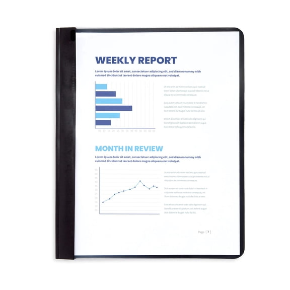 Black Plastic Report Covers 3 Prong 25 Pack Letter Size Clear Front
