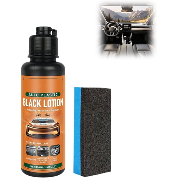 Black Plastic Restorer Kit for Car Interior Exterior, Auto Trim Rubber Shine Protective Lotion Ceramic Polish Quick Coating Spray with Sponge