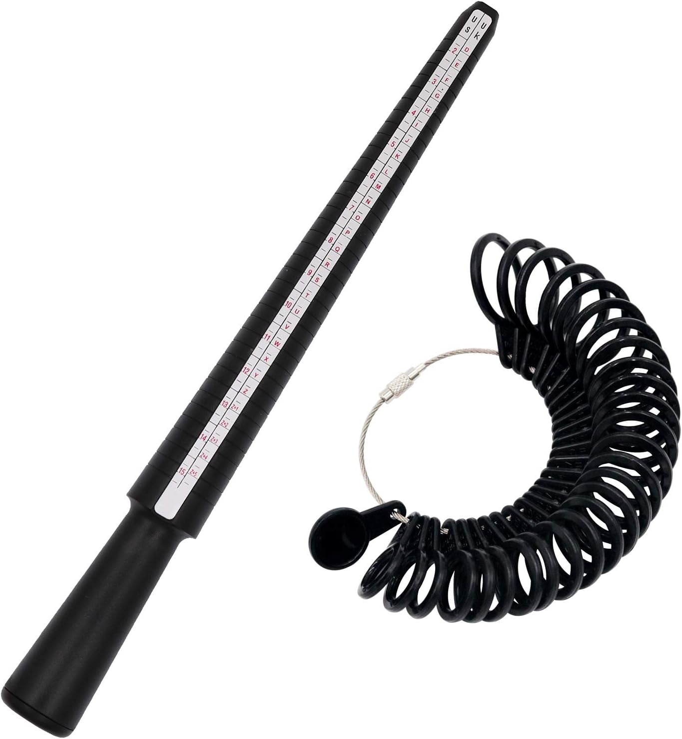 Black Plastic Ring Sizer Gauge Set Ring Mandrel Measuring Stick Jewelry