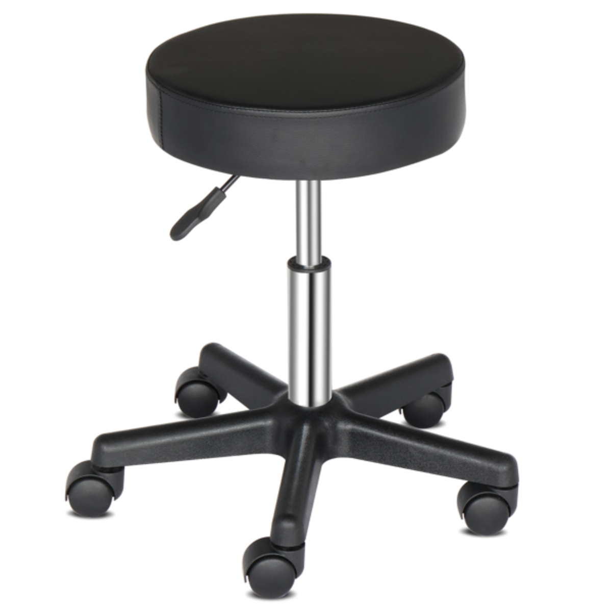 Black Plastic Round Bar Stool with Arch Feet and Swivel Rotation