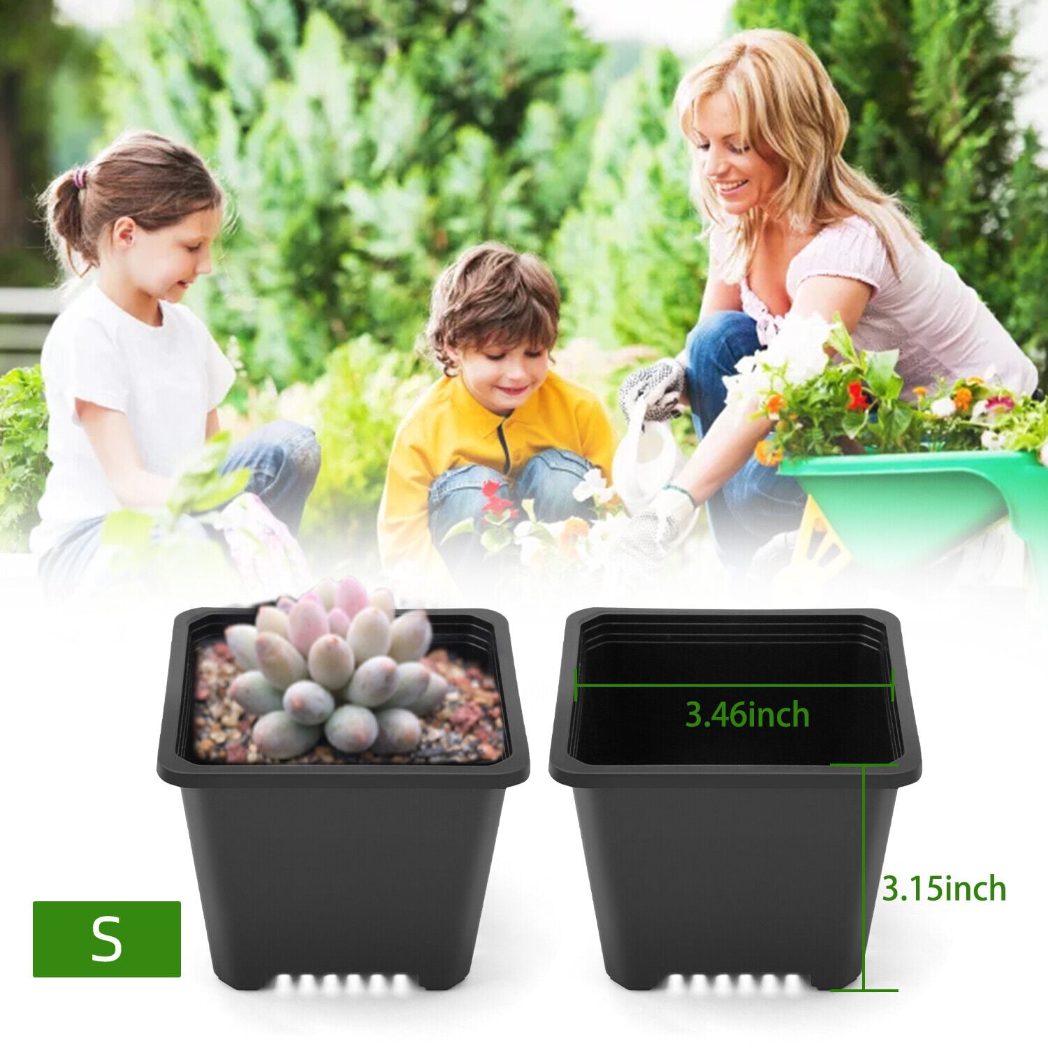 Black Plastic Seedling Pots Square Seed Pots Flower Pots Transplant