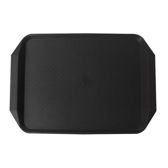 Black Plastic Serving Tray Rectangular Dinner Plate Thickened Sturdy for Cafeteria Restaurant Home Kitchen