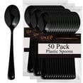 thumbnail image 1 of Black Plastic Spoons Disposable 50 Pack, Heavy Duty Plastic Silverware, Plastic Cutlery Ideal for Hot and Cold Food, Plastic Utensils for Home Office School Party Picnics Weddings - SparkSettings, 1 of 6