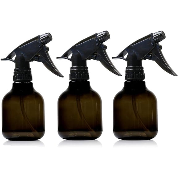 Black Plastic Spray Bottles - 8 Oz, Pack Of 3, Leak Proof, BPA Free Material, Small Spray Bottle, Adjustable Trigger Mist to Stream And Off Modes.