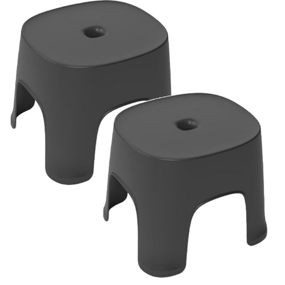 Black Step Stool, 8.1x7.7x6.3 Inch Small Foot Stool with Non- Base, Compact Multi-Purpose Stool for Bathroom, Kitchen & Living Room, Lightweight Yet Sturdy Portable Step Stool