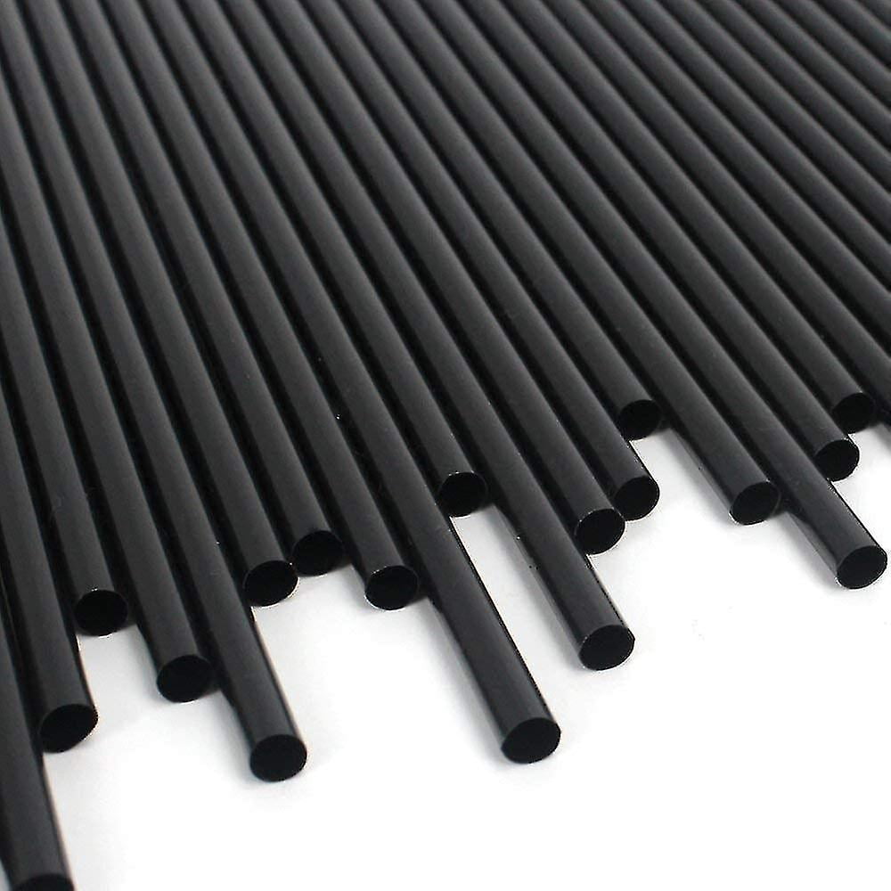 Black Plastic Straws Individually Wrapped 1000 Pack 8 Inch 0.24" Wide