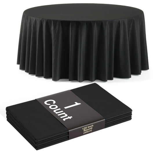 Exquisite Disposable Black Plastic Tablecloth - 120-Inch Round for Parties