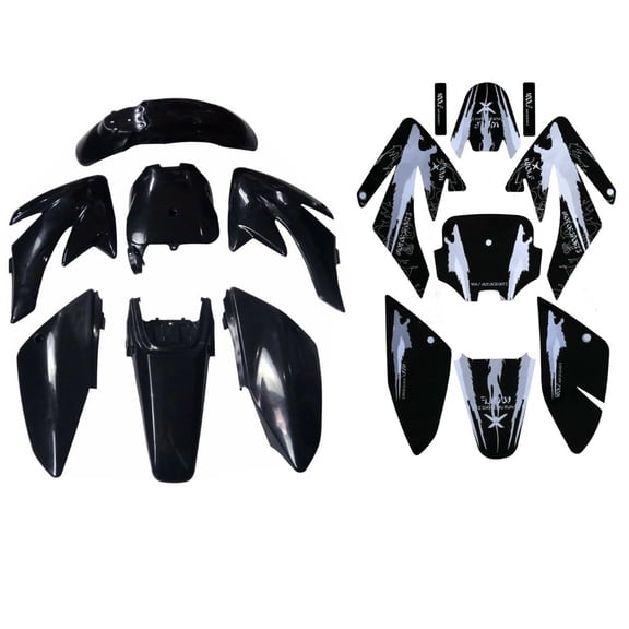 Black Plastics Fender Kit Fairing Body Set with Sticker Graphics for CRF70F CRF70 CRF 70 Pit Dirt Bike Taotao DB17 70cc-150cc