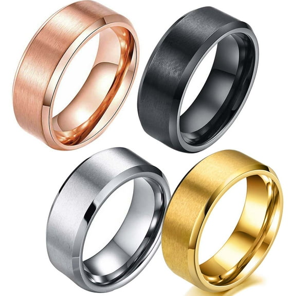 Black Plated Matte 8mm Titanium Steel Mens Ring Men Wedding Band Man Ring