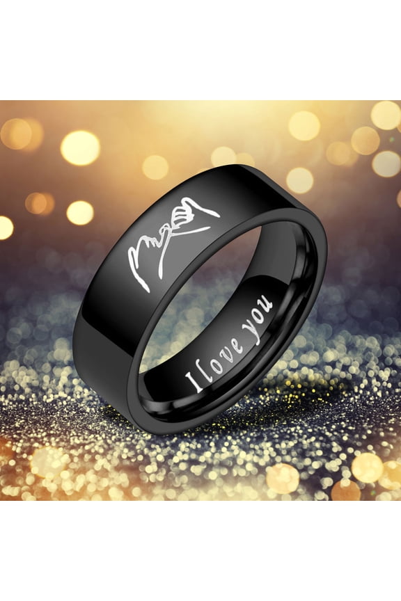 Black Plated Titanium Wedding Ring,Black#6