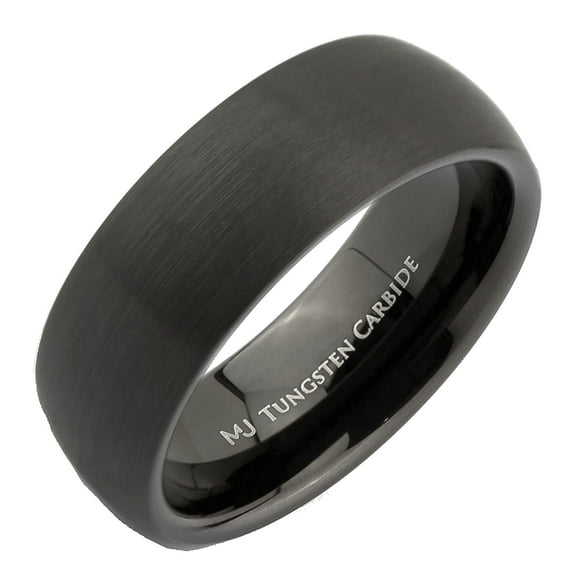 Black Plated Tungsten Carbide 6mm Wedding Band with Brushed Center and Recessed Edges RingSize 12