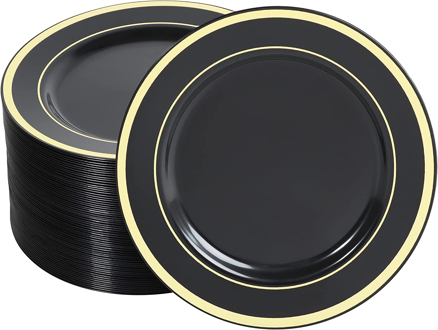 Black Plates for Party 100pk Round 10.25 Inch Black Plastic Plates