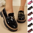 thumbnail image 1 of Black Platform Loafers for Women - Women's Slip-On Faux Leather Loafers, Chunky Comfort Shoes for Work & Dressy Occasions Size 36-43 Black, 1 of 5