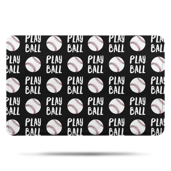 Black Play Ball Baseball Pattern Bathroom Rugs Mat,Non Slip Microfiber Bathroom Rug,Rubber Backing,Soft Bathroom Mats for Bathroom Floor,Tub and Shower,17x27in(43x68cm)