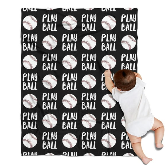 Black Play Ball Baseball Pattern Blanket,Comfortable Soft Lamb Wool Throw Blanket,All Season,Warm Lightweight Blankets for Sofa Bed Couch Living Room Chair,30"x40"