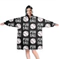 thumbnail image 1 of Black Play Ball Baseball Pattern Wearable Oversized Blanket,Wearable Blanket Hoodie for Adults,Cozy Hooded Blankets with Super Pockets,Super Warm Fuzzy Pullover for Women & Men, 1 of 6