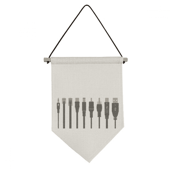 Black Plug Charging Cable Pattern Canvas Flag Hanging Wall Art Decor Banner