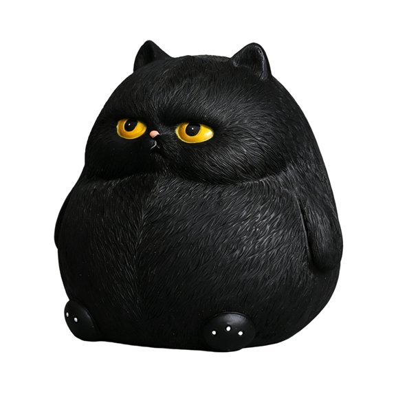 Black Plump Figurine Handcraft Resin Art Piece Kitten Statue Money Banks Coin Container For Shelf Decors And Gifting