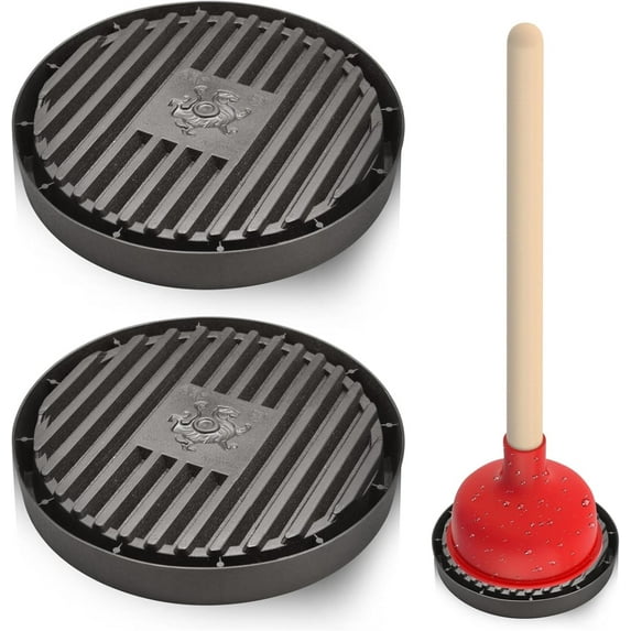 Black Plunger Tray Air Drying Mat,2 Pcs Toilet Plunger Holder Only,Wicks Water from Plunger and Dries Quickly,Plunger Tray