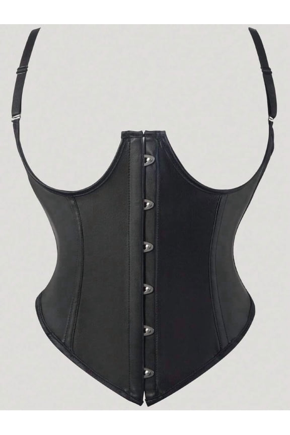 Black Plus Size Corset With Front Snap Closure And Adjustable Straps 2XL