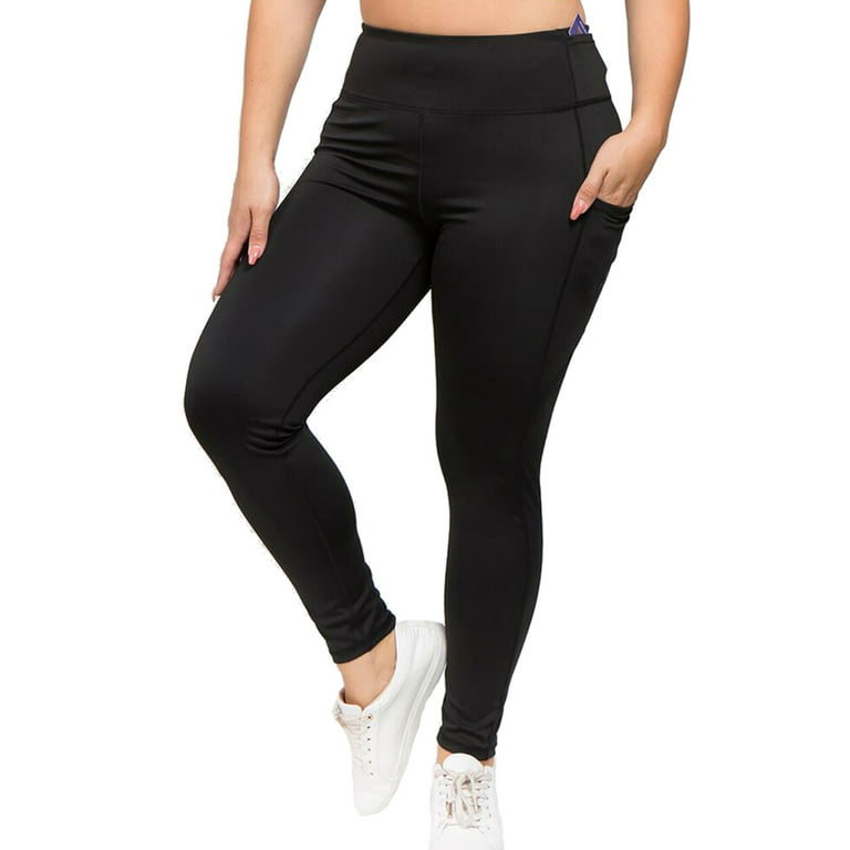 Black Plus Size High Waist Activewear Leggings With Pockets Size X-Large 