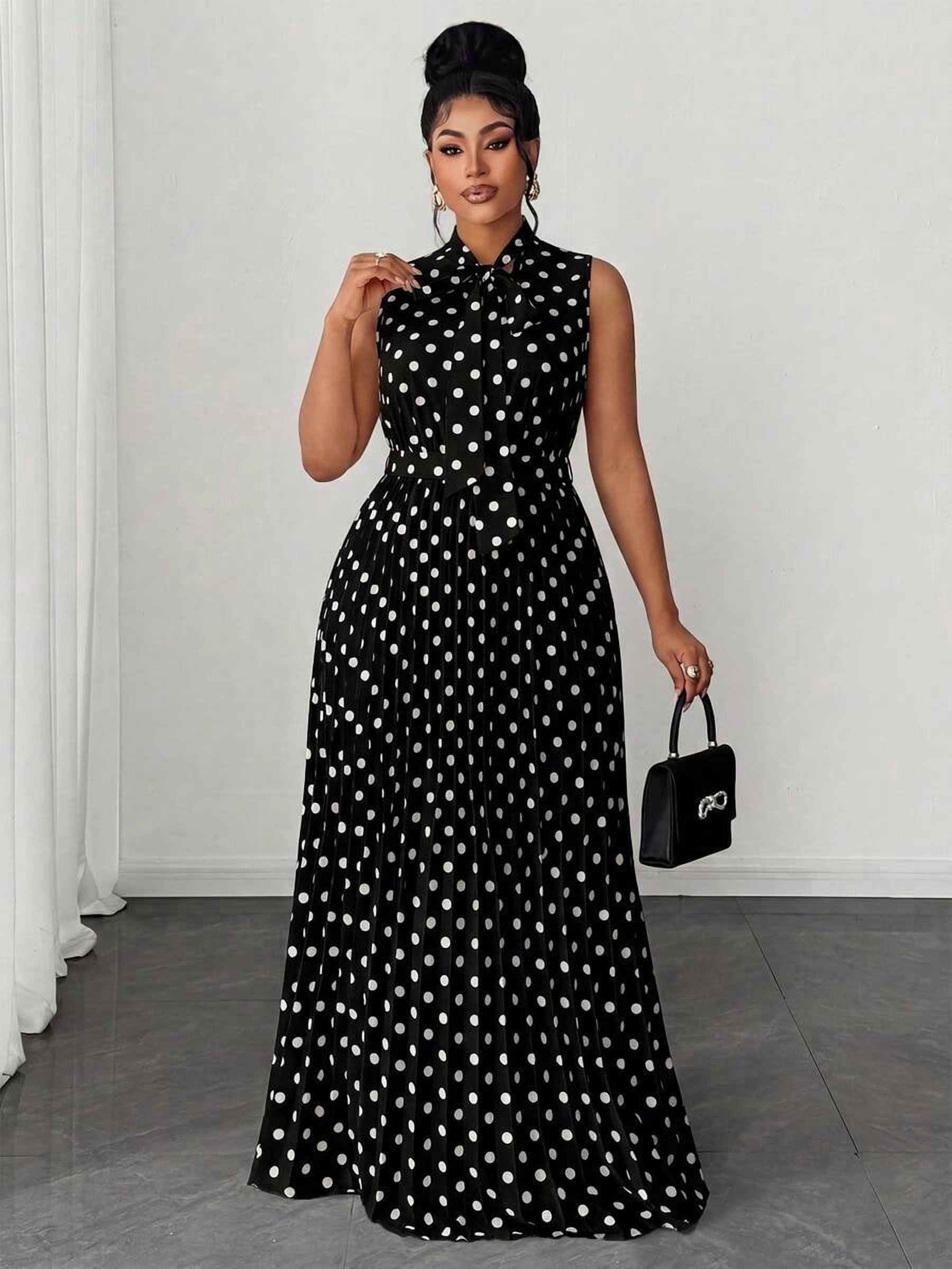 plus size black and white polka dot dress Women's Bandeau Puff Sleeve Midi or dress it up with statement jewellery and a sleek clutch for more formal gatherings City Chic Women's Plus Size