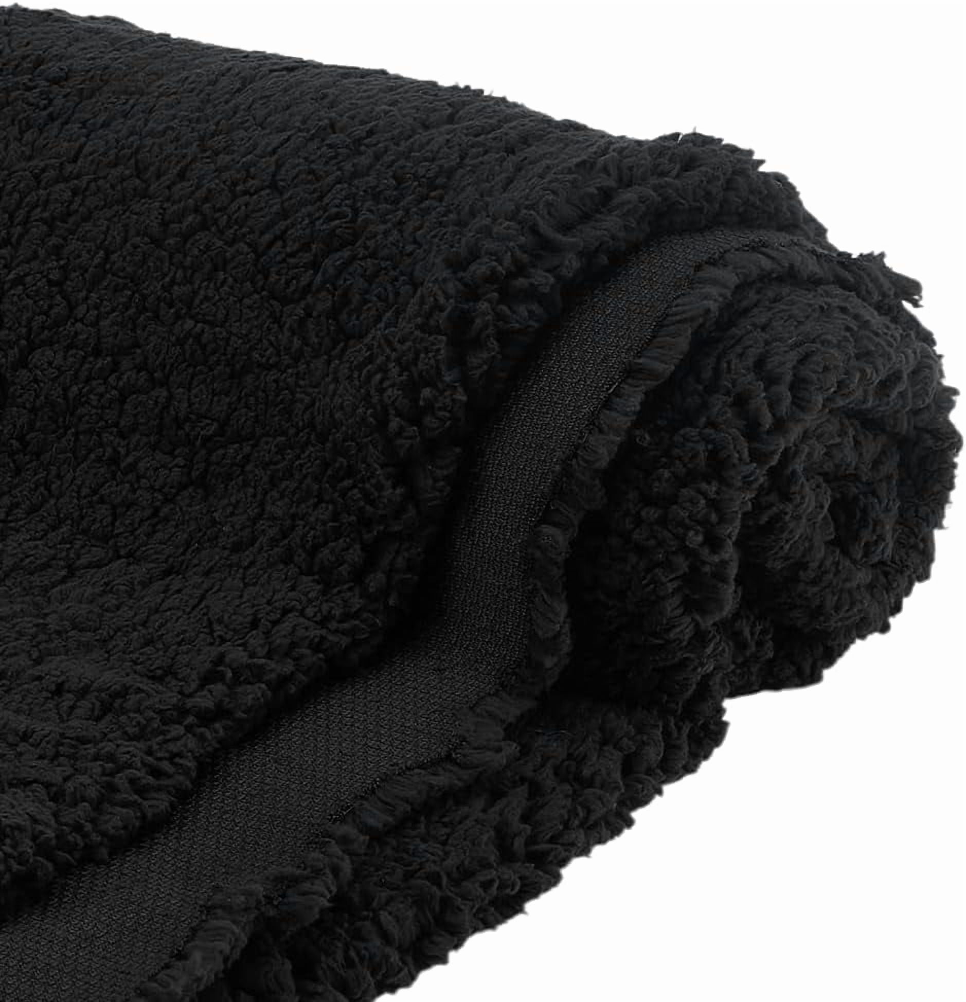 Black Plush Fabric 59 Inch Wide Lambs Wool Fabrics Fur Craft Fabric Sherpa Fleece Fabrics for DIY Craft Sewing Projects Costume Coats Blankets 1 Yard
