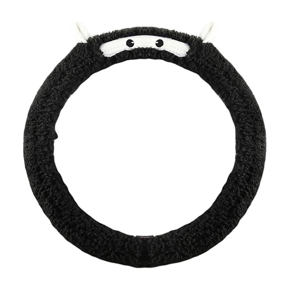 Black Plush Faux Mink Steering Wheel Cover For Cold Seasons With Non-Slip Lining Universal Fit For Cars Suvs Trucks Polyester Construction Easy To Install