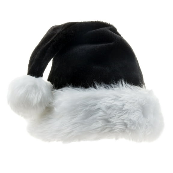 Black Plush Santa Hat With Thick Lining, Warm And Comfortable For Christmas Party Costume, Festive Holiday Decoration For Family And Kids