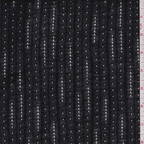 Black Pointelle Stripe Sweater Knit, Fabric Sold By the Yard