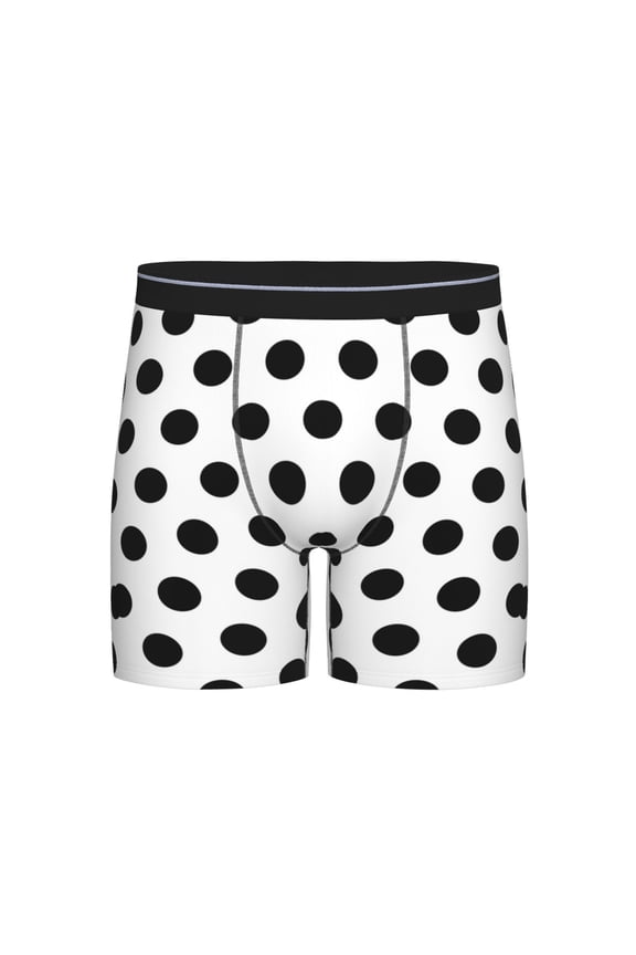 Black Polka Dot Pattern Boxer Briefs Novelty Underwear With Fly Underwear For Men