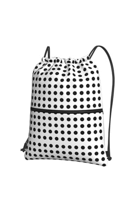 Black Polka Dot Pattern Drawstring Backpack Water Resistant String Bag Sports Sackpack Gym Sack For Men Women