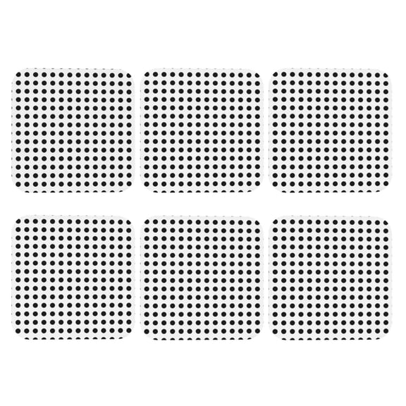 Black Polka Dot Pattern Leather Drinks Coasters Suitable for Various Cups Set of 6 Square
