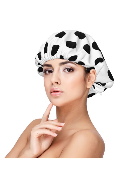 Black Polka Dot Pattern Sleep Cap Satin Bonnet Night Sleeping Soft Hair Turbans For Women